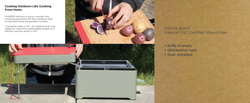 Use case 02 — modular prep surface in use outdoors.